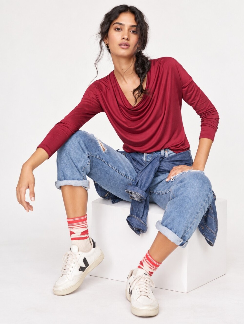 ❤️ ANTHROPOLOGIE MAEVE DRAPE FRONT SOFT KNIT TOP, MEDIUM